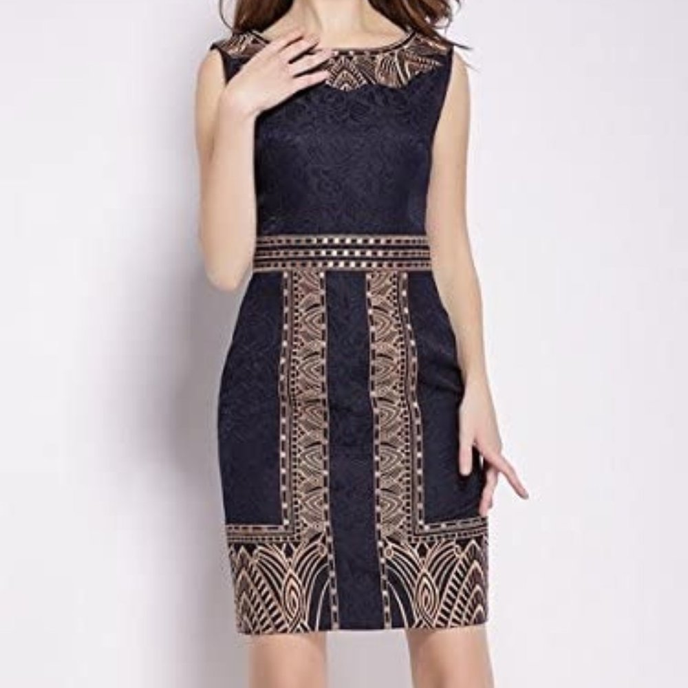 Navy Women Embroidered Mini Dress  (NWT)